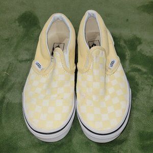 pastel yellow checkered vans